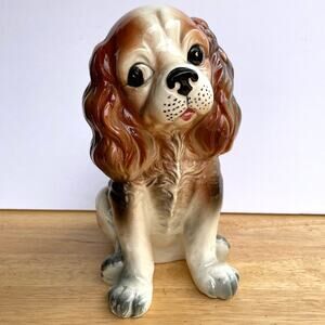 Vintage Cocker Spaniel Dog Large Ceramic Figurine 8" Wales Japan